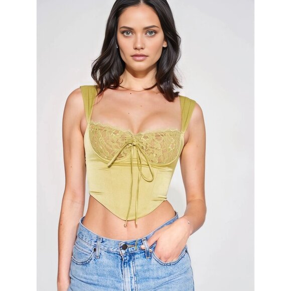 Sahara Lace Satin Corset Top - Picture 2 of 11